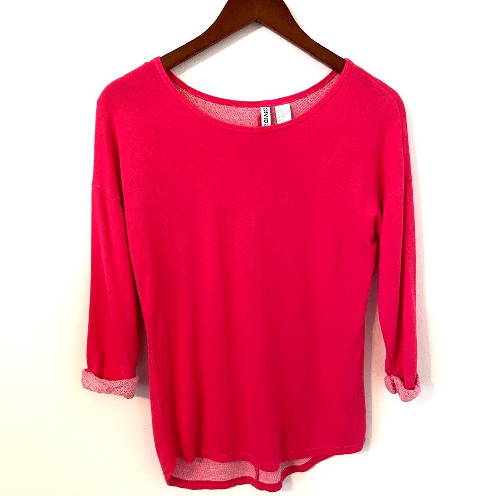 Hot pink 3/4 sleeve top Divided XS